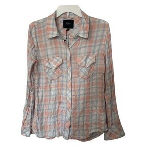 Rails Tie Dye Plaid Button Up Shirt Top Womens Small Long Sleeves